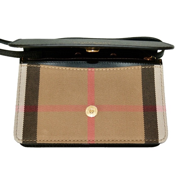 NWT BURBERRY HOUSE CHECK DERBY LEATHER HAMPSHIRE CROSSBODY BAG CLUTCH - Picture 8 of 10